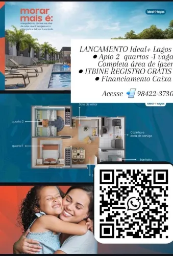 IDEAL LAGOS E PORTO BURITI APTO 2 QRTOS COM VARANDA- DISTRITO