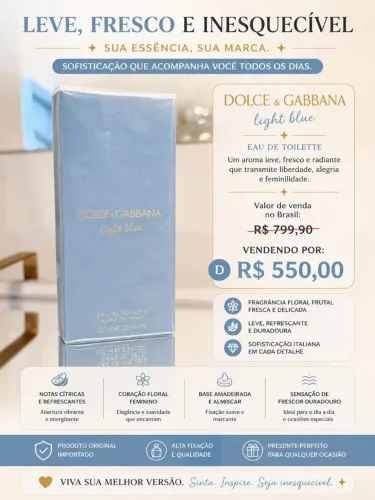 Dolce & Gabbana Light Blue Feminino 100ml Original Lacrado