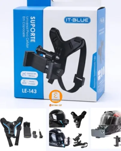 Suporte Universal para Capacete, Queixo (Celular, Câmera) 