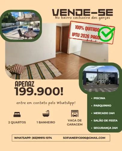 Apartamento à venda no Coxipó perto da UFMT - condomínio Chapada das Tulipas