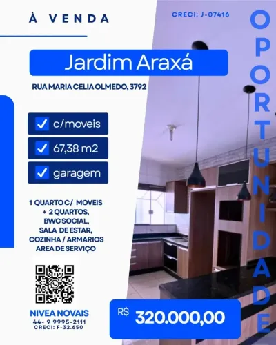 Casa a venda em Umuarama com 3 quartos Jardim Araxa - a 5 minutos centro civico