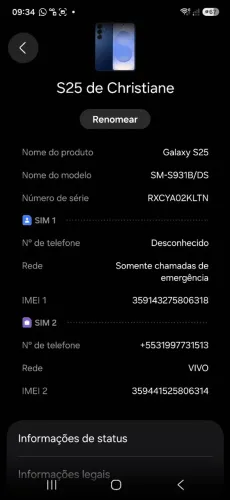 Vendo S25 NOVO