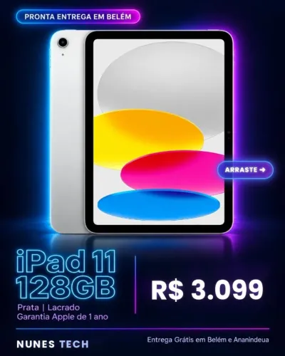 iPad 11ª Geração 128GB Prata Lacrado - Garantia Apple de 1 ano