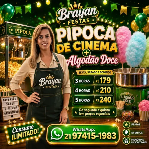Estação pipoca e algodão doce para festas