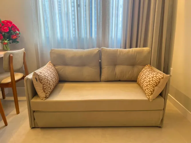 Sofá Cama NOVO 2 lugares 1,50m Suede Bege