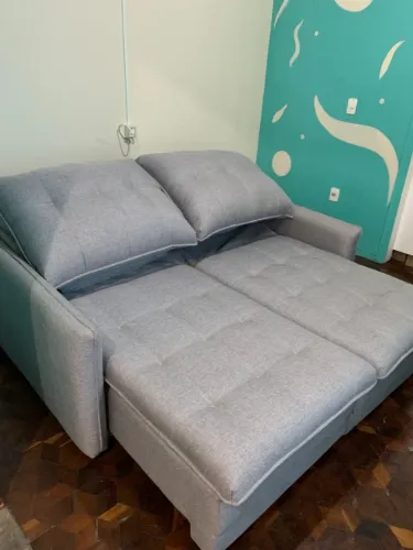 Sofá Berlim 2 Lugares Retrátil e Reclinável 184cm | Linho Cinza | Fabrispuma | NF + Garant