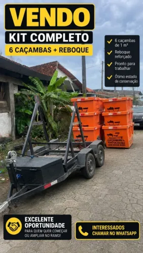 VENDO KIT COMPLETO 6 CAÇAMBAS + REBOQUE