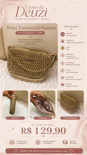 Bolsa dourada de mão para festa