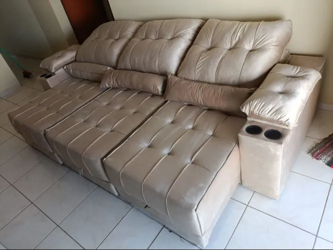 Sofá retrátil reclinável zelito 2,90 veludo