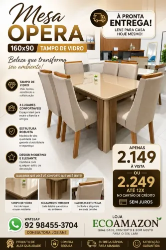 Mesa de jantar 6 cadeiras ___ entrega imediata