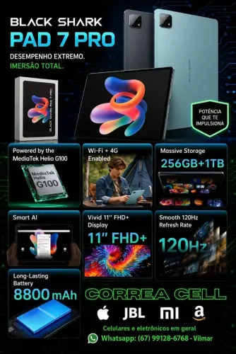 Tablet Black Shark Pad 7 Pró 4G 256gb 6gb RAM global lacrado na caixa com garantia
