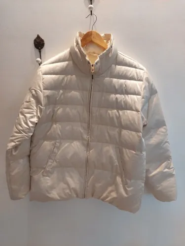 casaco acolchoado, forrado, bege, puffer, marca Mexx, otimo estado