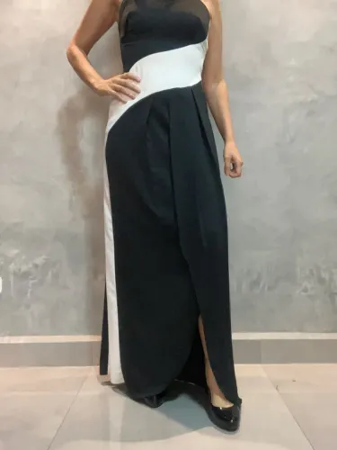 Vestido Longo festa (preto e branco) TVZ - Tam 38
