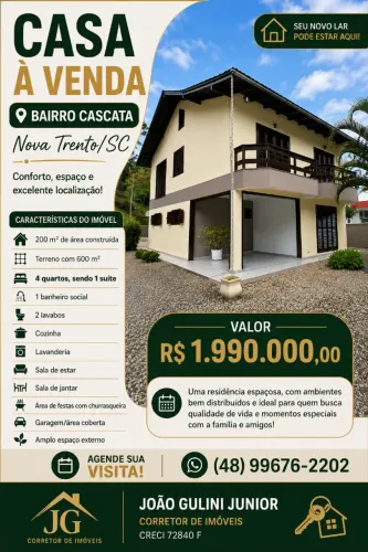 Casa a venda, Bairro Cascata, Nova Trento/SC