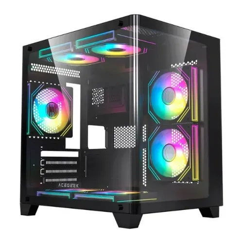 gabinete gamer acegeek arcane mid tower lateral de vidro preto sem fans novo lacrado