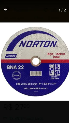 Disco de corte Norton 9 polegadas Aço e Inox 