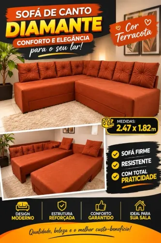 SOFÁ CAMA DE CANTO DIAMANTE