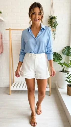 Short alfaiataria babado triplo - Roupas feminina