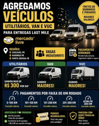 AGREGAMOS VEICULOS PARA ENTREGAS 