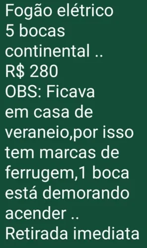 Fogão 5 bocas continental