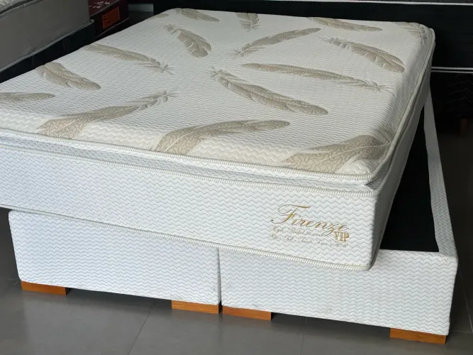 Cama Box Queen de luxo com Colchão | PlumaTex | Molas Ensacadas