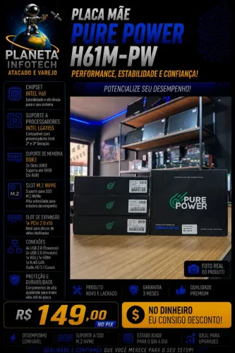 Placa mãe H61M-PW de 2ª e 3ª Geração com Slot para NVME " produto novo " ( com garantia )