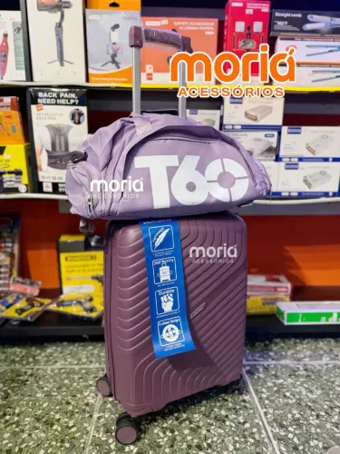 Mala 10kg + Bolsa T60 Kit Bordo Lilás