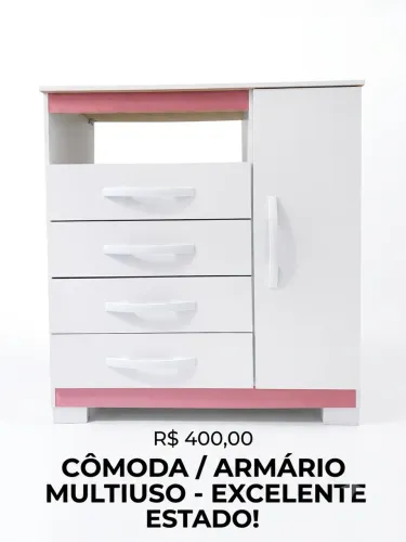 ? Cômoda Infantil / Multiuso com 4 Gavetas e Porta - Prática e Conservada!