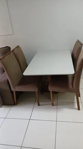 Conjunto Mesa tampo de vidro + 4 cadeiras