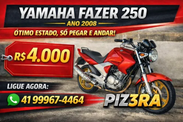 VENDE'SE MOTO FAZER 250 OTIMO ESTADO