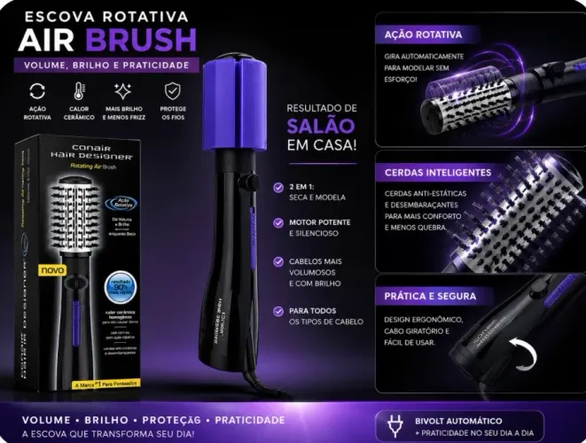 Escova e Secadora Rotativa Air Brush