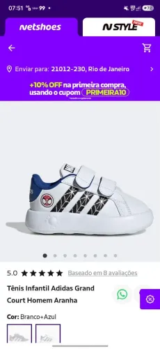 Tênis infantil adidas Homem aranha