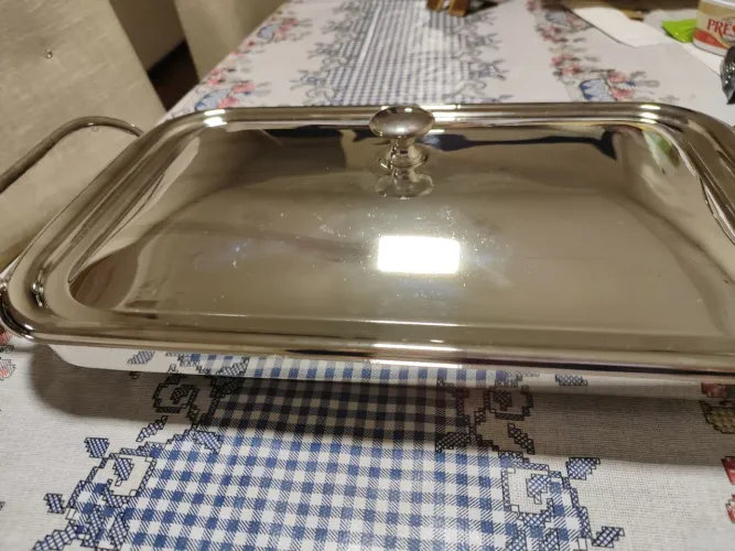 Porta pirex retangular em prata 