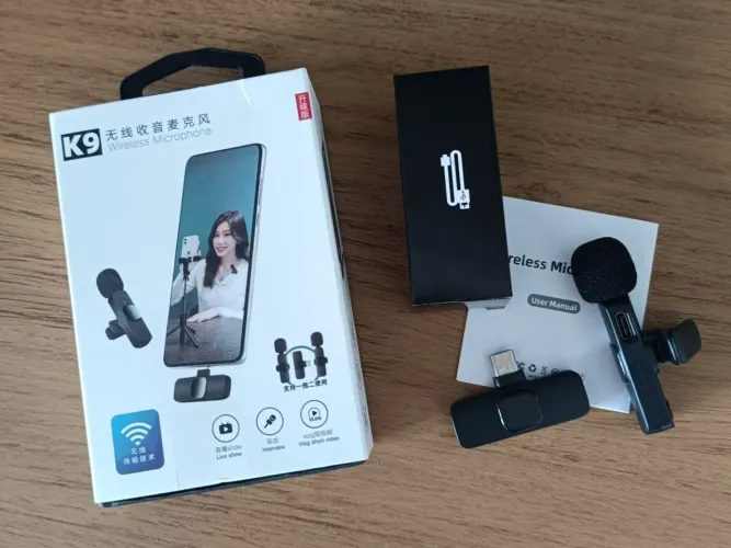 Microfone Lapela Sem Fio K9 Bluetooth Tipo-C <br>