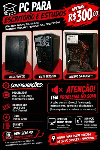 PC PARA ESCRITÓRIO E ESTUDOS - R$300,00