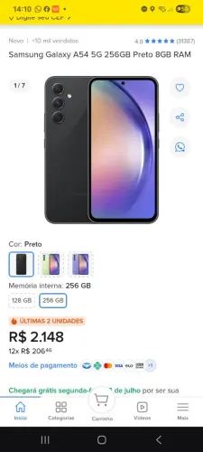 A54 256 gb 8 de ram