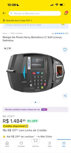 Máquina Registro de Ponto Funcionários