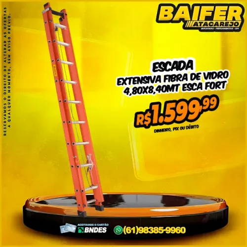Escada Extensiva Fibra de Vidro 4,80x8,40Mt Esca Fort