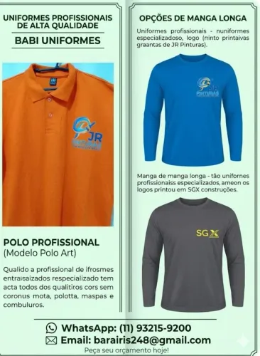 UNIFORMES COM A LOGOMARCA DE SUA EMPRESA