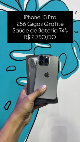 Seminovo: iPhone 13 Pro 256GB / Grafite / Saude de Bateria 74% - Loja Fisica
