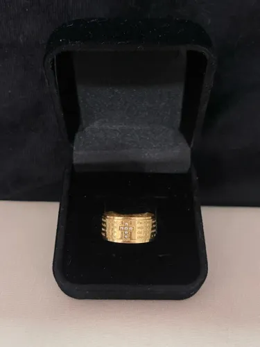 Anel com Oração do Pai Nosso de ouro 4g 18k procedência garantia eterna