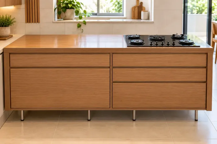 Ilha/Balcão de Cozinha Planejado 3m + Cooktop 5 Bocas - Marcenaria Sob Medida