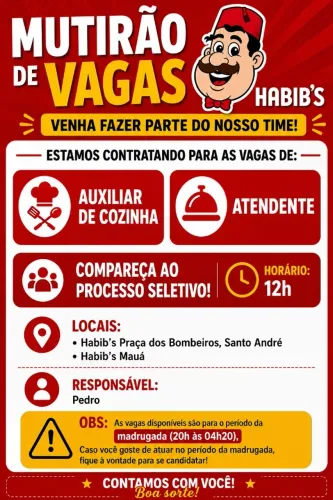 VAGAS HABIBS REGIÃO ABC