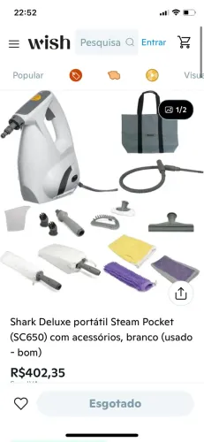 Shark Deluxe portátil Steam Pocket (SC650) com acessórios, branco