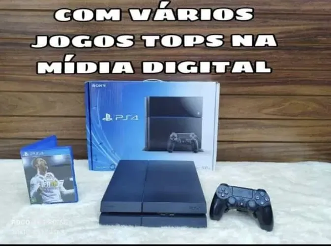 PlayStation PS4 c / 1 controle e vários jogos