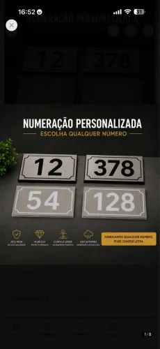 Placa de numeração em aco inox com acrilico