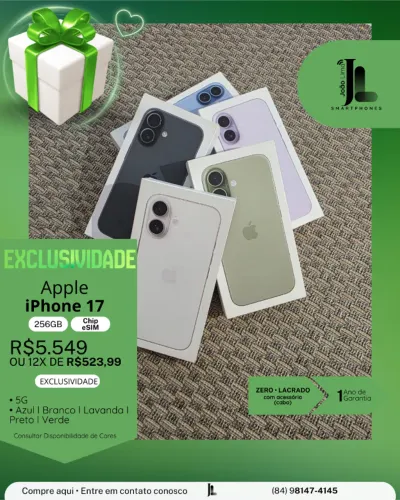 IPHONE 17, 256GB, CHIP ESIM, LACRADO, LANÇAMENTO!