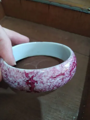 Bracelete bangle rígido de Porcelana Artesanal vintage Anos 80/90 - Seminovo
