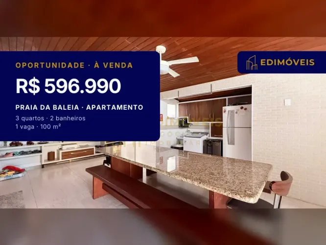 Apartamento 3 quartos na Praia da Baleia, garden mobiliado e completo
