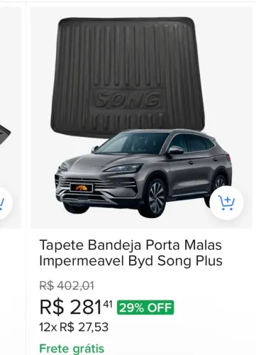 Tapete bandeja para BYD Song Plus.